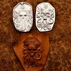 3D Skull Octopus Design Leather Embossing Mold Pirate Skull Head Pattern Leather Shaping Stamp Hydraulic Pressing Stamping Craft