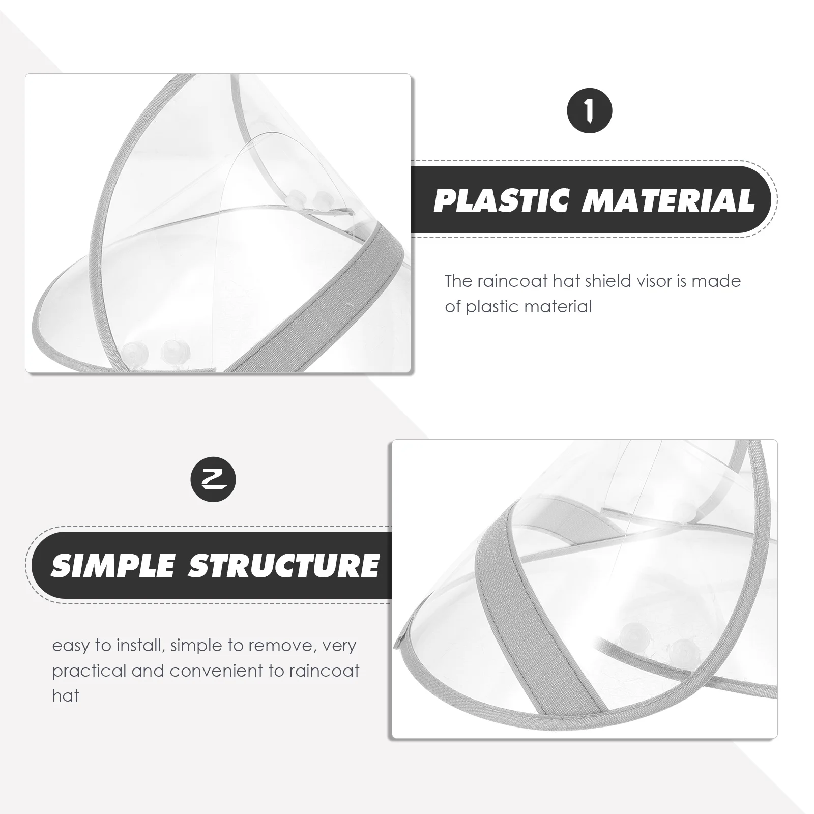 

Raincoat Hat Accessories Transparent Cap Protector Poncho Face Mask Coats Shield Rain Bonnet Hat Brim for Raincoat Hood Small