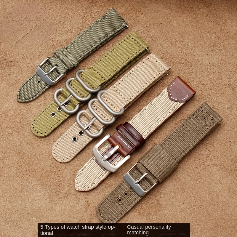 Canvas Watch Strap for Hamilton Outdoor Sports Khaki Field Series H682010 H706150 Watch Band Accessories 20mm 22mm Wristband