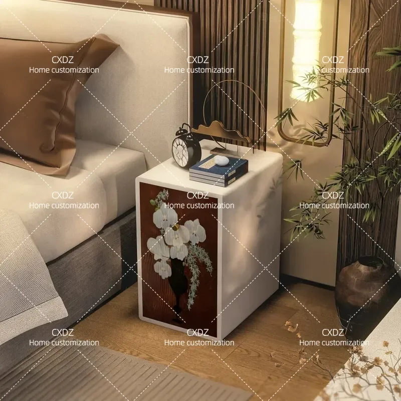 Narrow Bedside Table Medium Antique Light Luxury Installation Free Bedroom Mini Crack Storage Side Cabinet 2025 Home