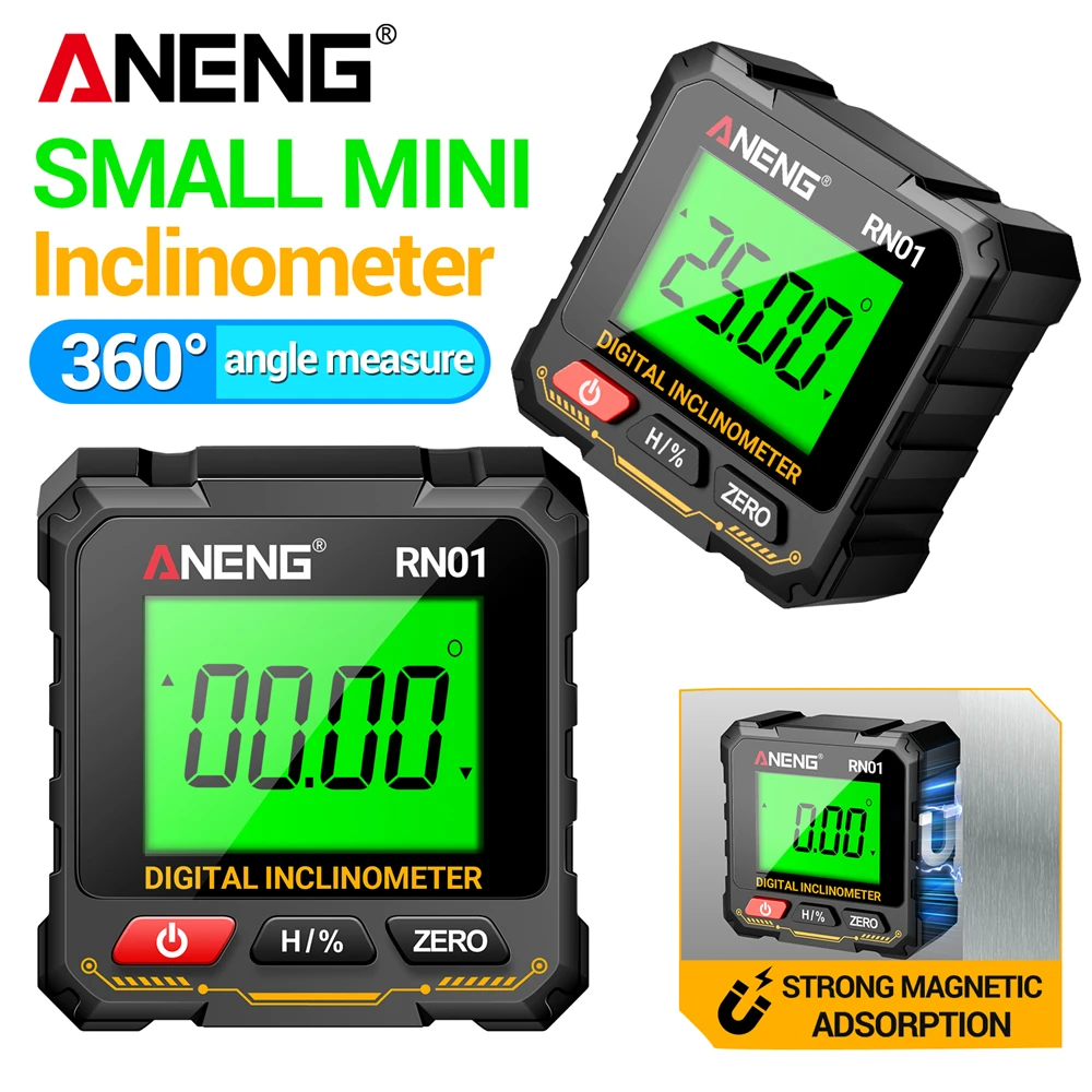 Digital Laser Angle ANENG RN03 Level 360° Four-Sided Magnetic Automatic Flip Inclinometer Detector with Laser Screen Protracto