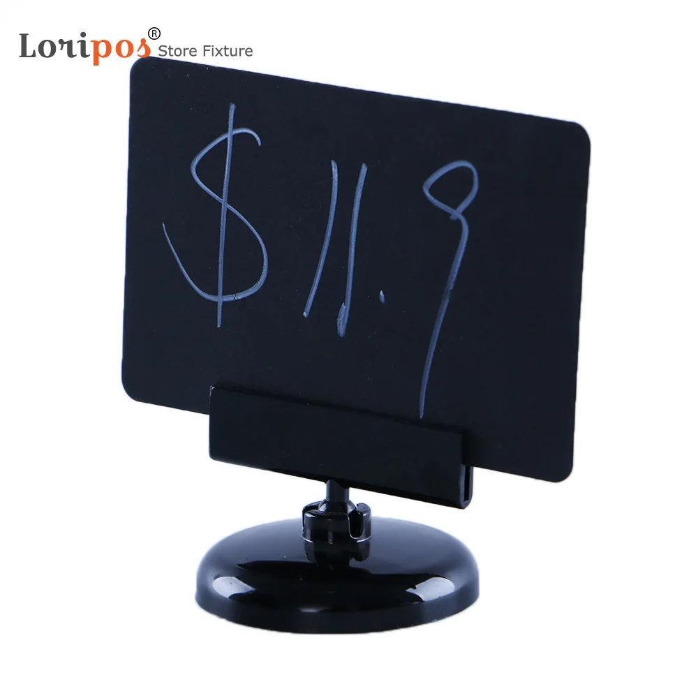 Desk Top Wedding Name Stock Base Slot Store Price Tag Holder Tabletops Label Holds Signs Up Round Base - Black | Loripos