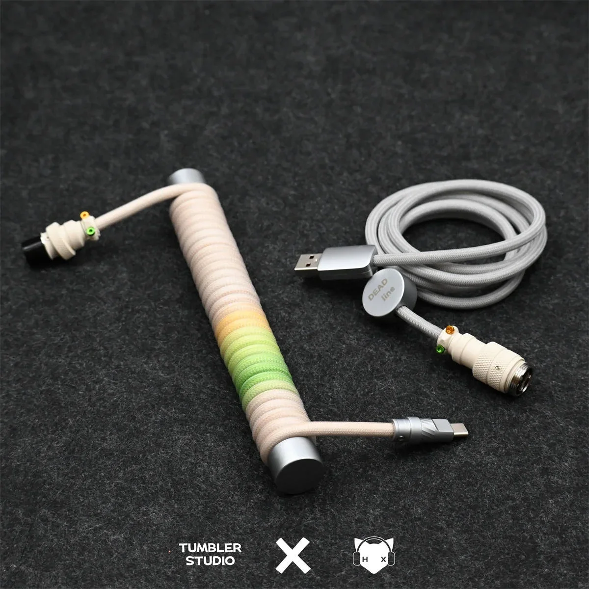 Tumbler Studio x Headphone Fox CAD No Redraw R2 Collaboration Custom Mechanical Keyboard Aviator Cable Coiled Gaming Cord
