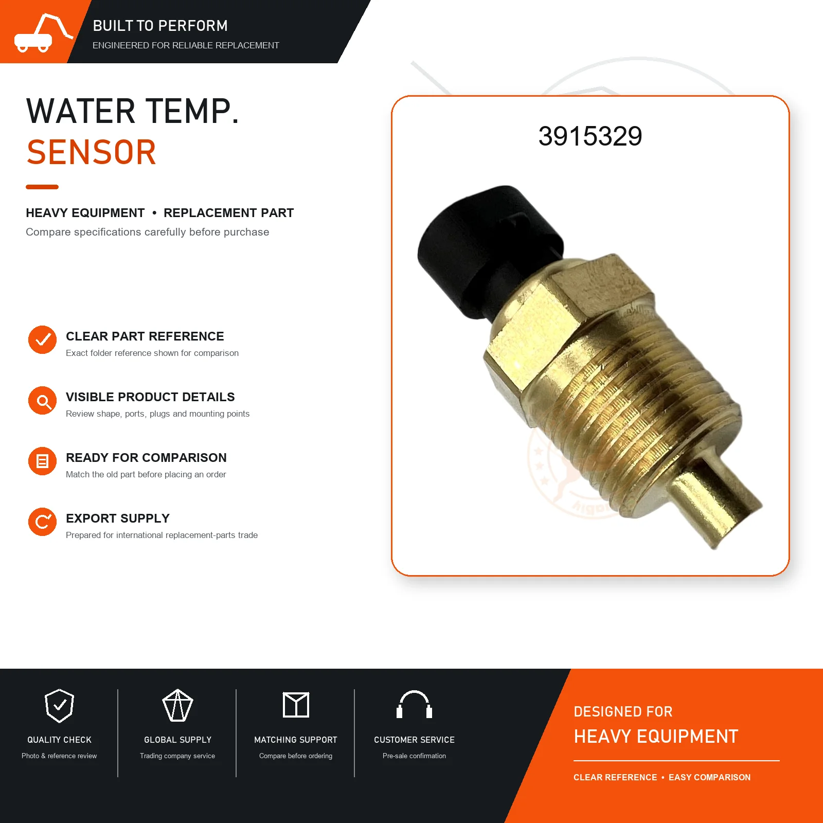 3915329 Coolant Temperature Sensor Replacement Component for Construction Machinery