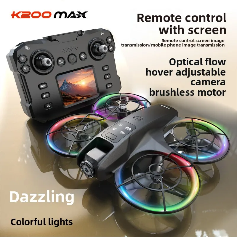 K200 Drone with Brushless Screen for Aerial Photography and Remote Control Fully Protected Optical Flow Fixed Altitude Aircraft