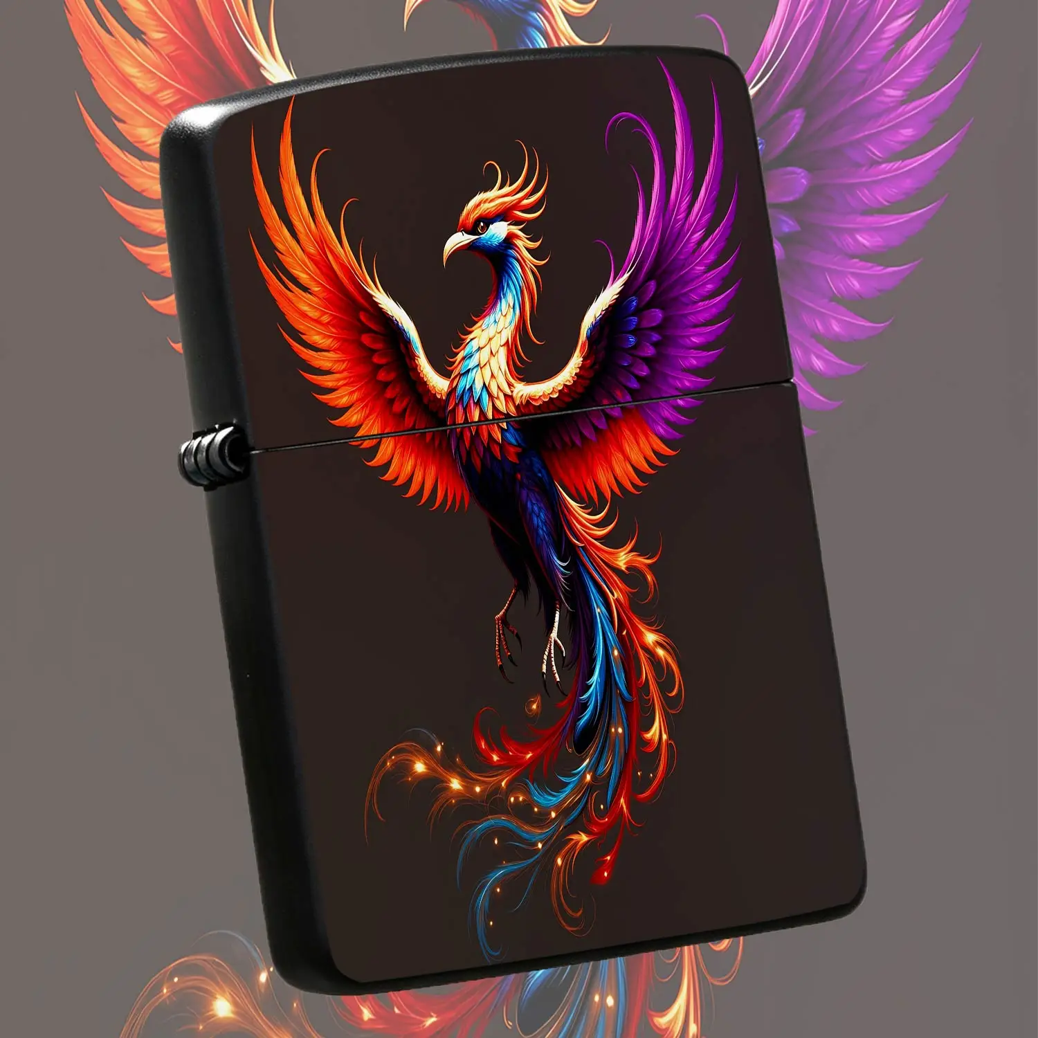 Vibrant Colorful Phoenix Pattern Portable Lighter, Exquisite Artistic Flying Phoenix Design, Durable Practical Ignition Tool For Outdoor Camping Travel Daily Use, Ideal Festive Gift Choice For Friends Family Mythical Ar A Humorous And Inter