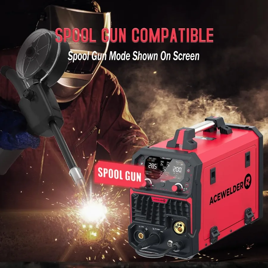 آلة لحام متعددة المعالجات مع الألومنيوم MIG لحام نبض 200A 7in1 وظيفة للغاز MIG Pulse MIG Gasless Flux Core Sti