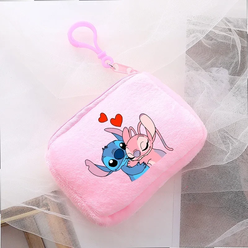 Lilo & Stitch Plush Coin Purse Angel Square Coin Purses Earphone Organization Cute Keychain Ornaments Compact Portable Creative