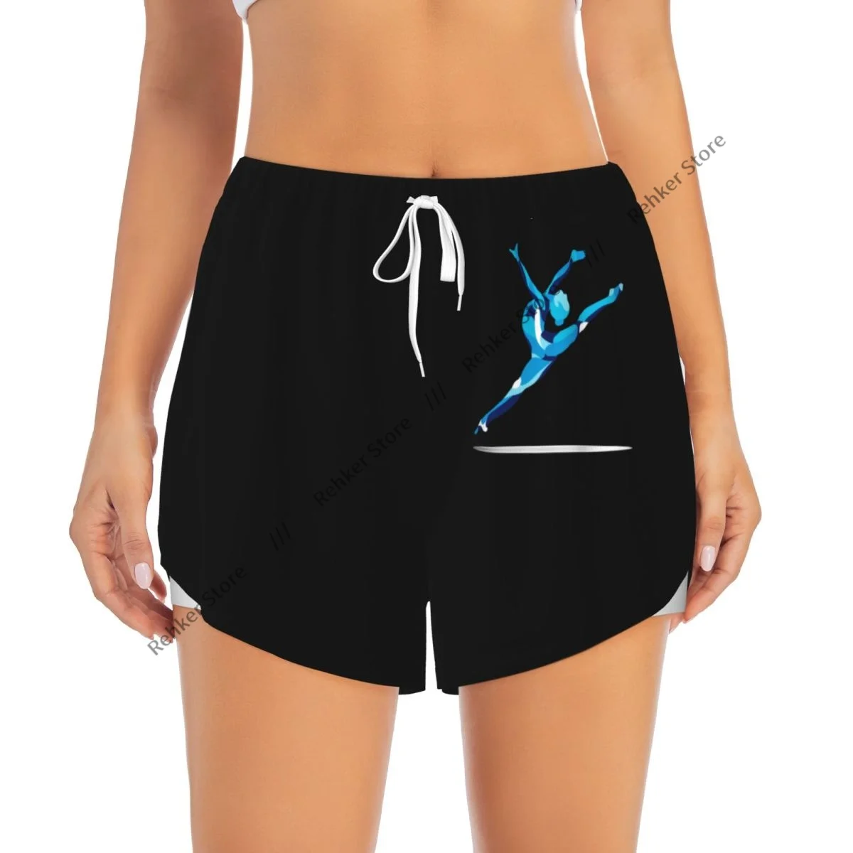 Pantaloncini da yoga per donna Pantaloncini da fitness Pantaloncini sportivi da allenamento per motociclisti Acrobazie ricci Silhouette Abbigliamento sportivo ad asciugatura rapida con tasca