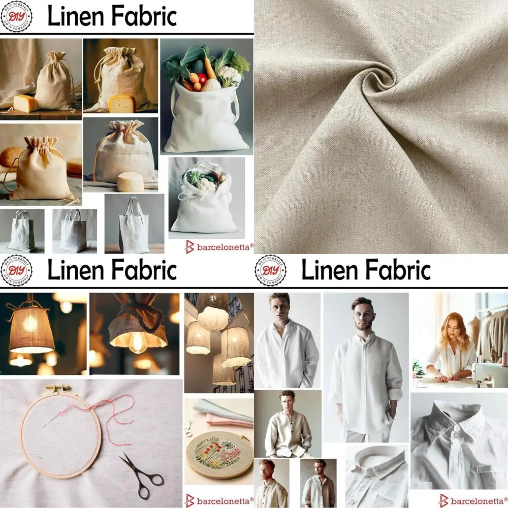 

| Linen abric | Natural Linen Cloth | Embroidery, Sewing | Sot, Breathable | 55" Wide | 70% Linen, 30% Rayon | Hemp, Jute, Needl