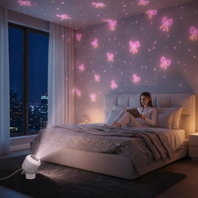 Romantic Dynamic Love Heart Projection Night Light Low Power Portable Lamp for Bridal Shower Party Scene Decor