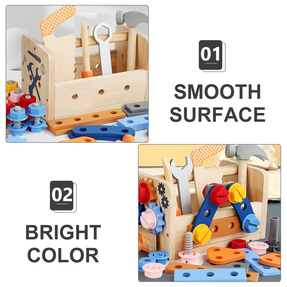 木製バスケット1セット、子供用木製キット、幼児用ツールセット、ごっこ遊び、教育用キッズツールボックス、木工プロジェクトキット