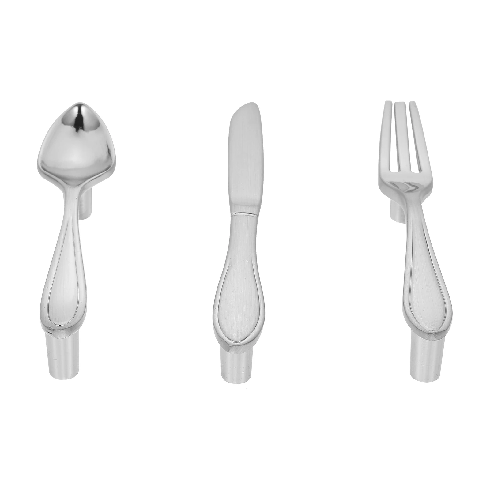 

3Pcs Cutlery Cabinet Door Handles Silver Zinc Alloy Decorative Furniture Knobs Kitchen Drawer Pulls
