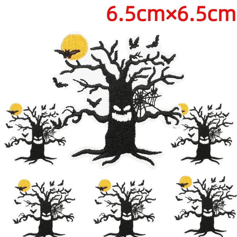 Lots of Cartoon Halloween Embroidery Patch Ghost Skull Cloth Bat Spider Cat Thermo Stickers for Clothing Wholesale Iron On