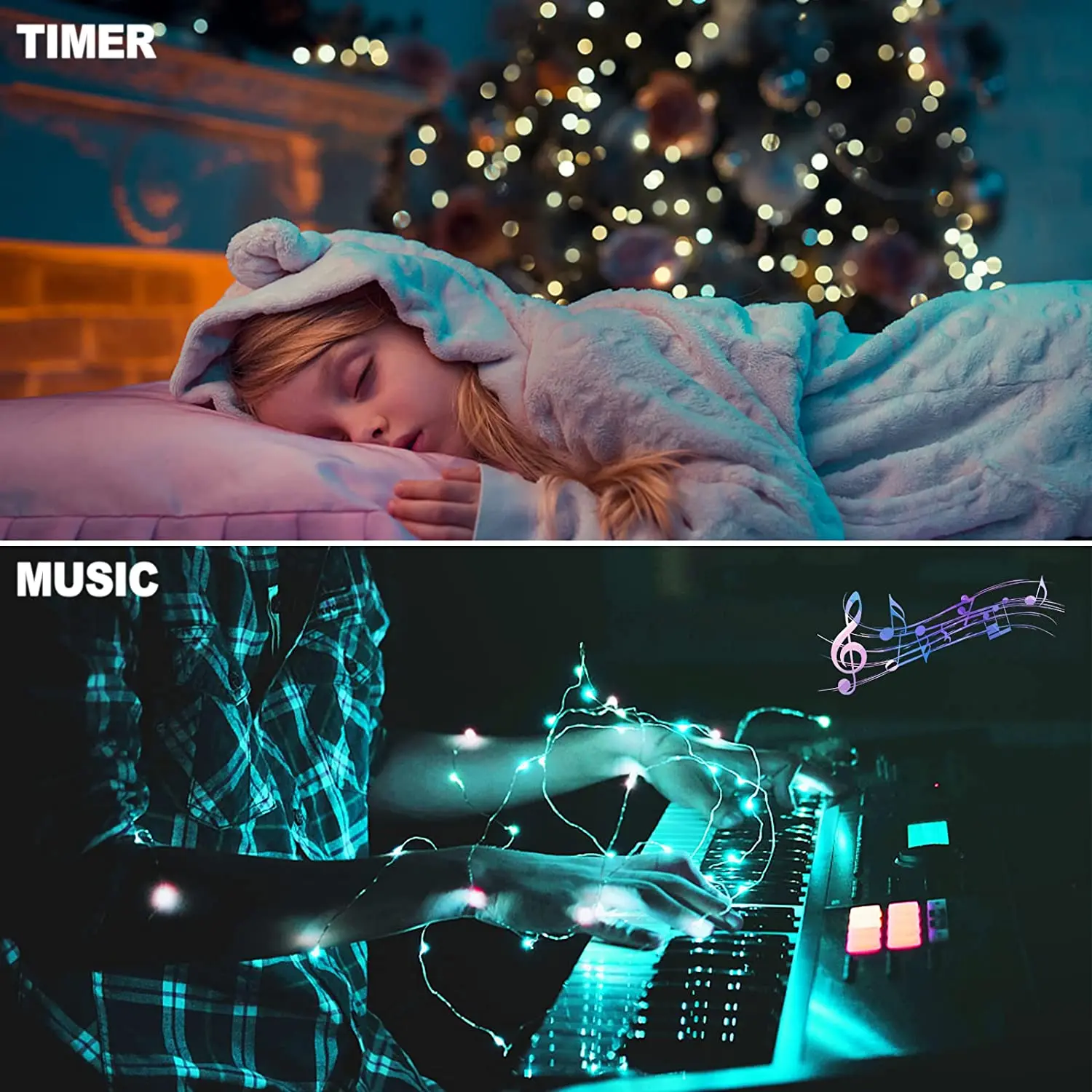 10M USB Voice Control Tuya WIFI RGBCW Smart Copper Wire String Fairy Led Christmas Lights For Wedding And Garden Decoration