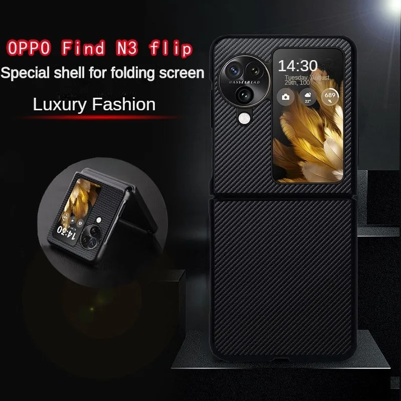 

Business Leather Wallet Cards Solt Case for Oppo Find N3 Flip Ultra Thin Shockproof Bag carbon fiber Phone Cover Fundas