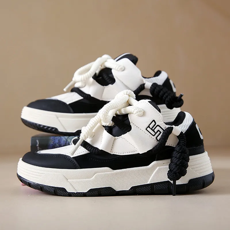 

Chunky Sneakers Woman Thick Bottom PU Leather Shoes for Women Platform Shoes Breathable Increase High Casual Sneaker Woman Shoes