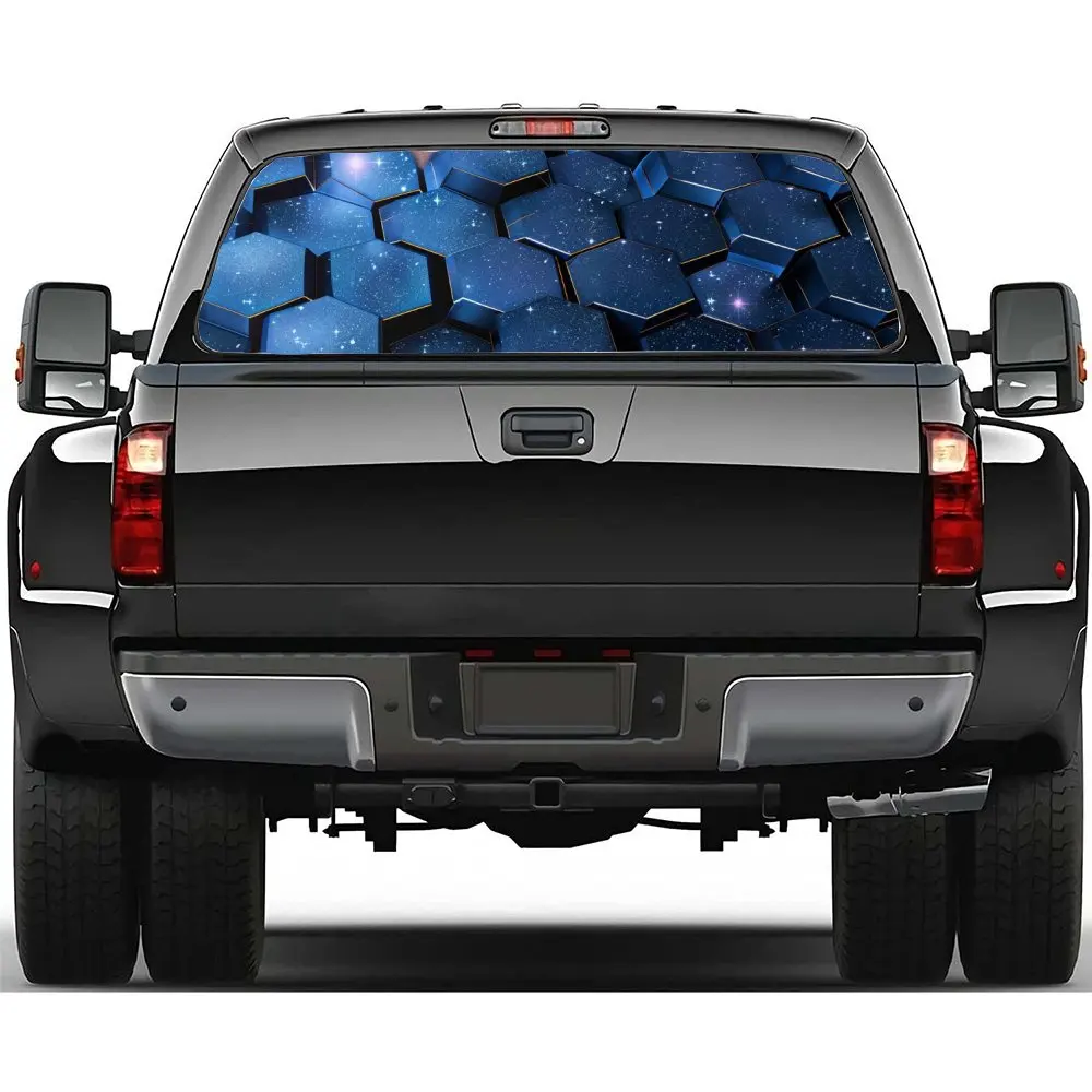 

Красота шестиугольное звездное небо наклейка на заднее лобовое стекло автомобиля окно грузовика прозрачная перфорированная виниловая наклейка на заднее окно украшение