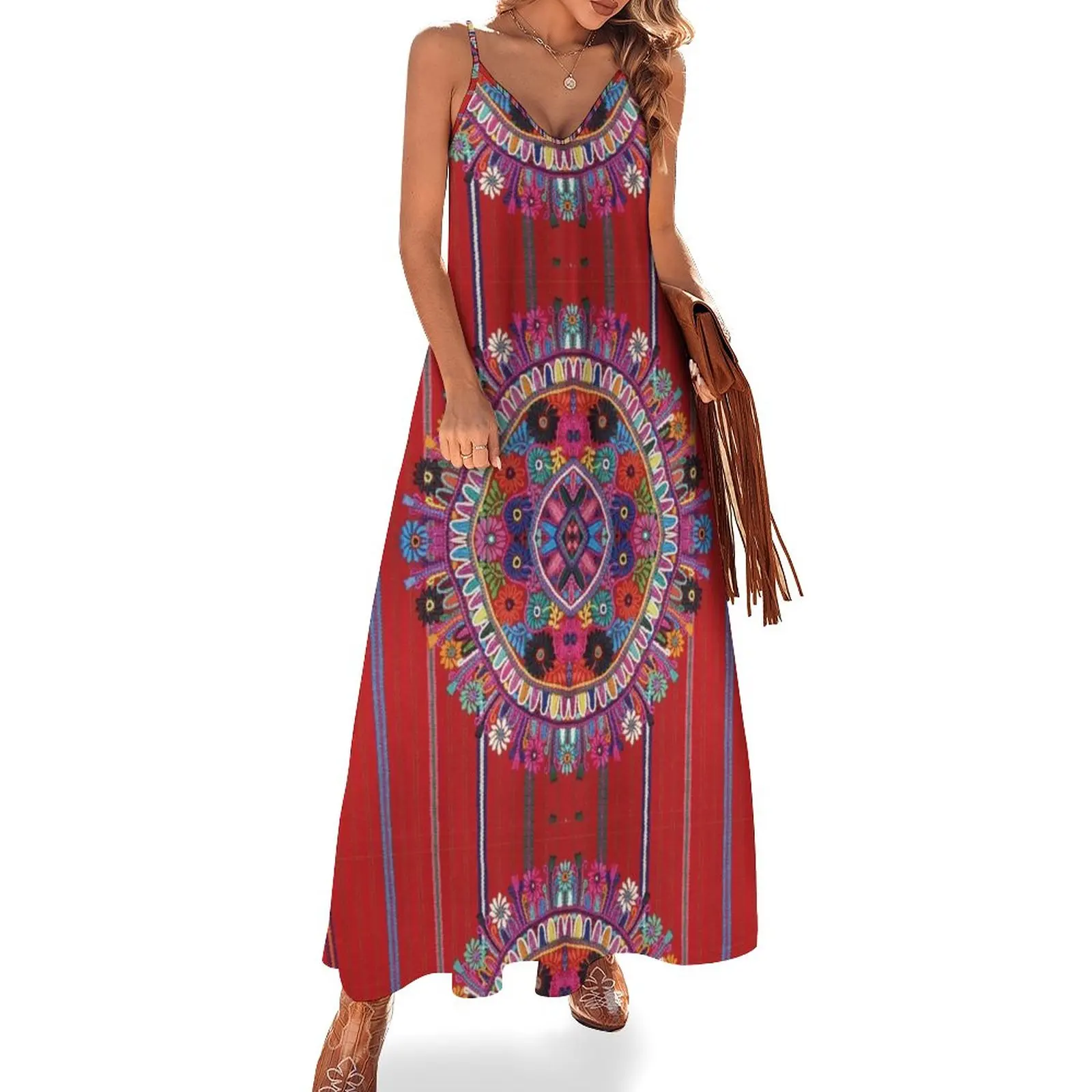 

Flower Circles Mayan Design Sleeveless Dress long dress women woman dress fairy dress