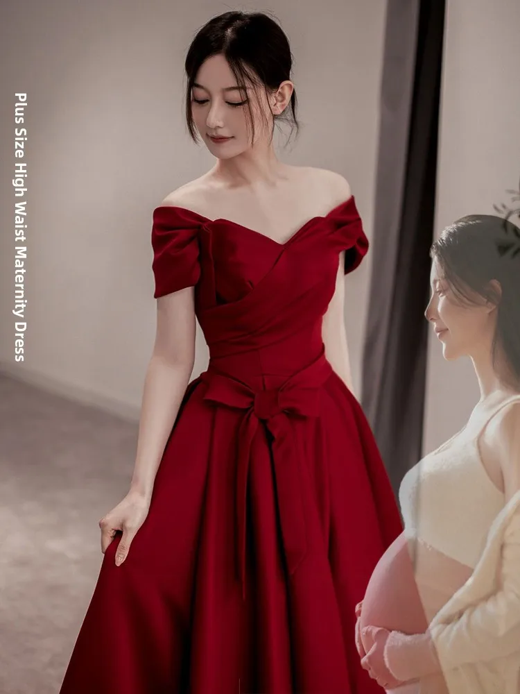 

plus Size One oulder Wedding Dr Women's Materni Dr Cover Belly Long A-Line Skirt Evening Gown for Wedding Par