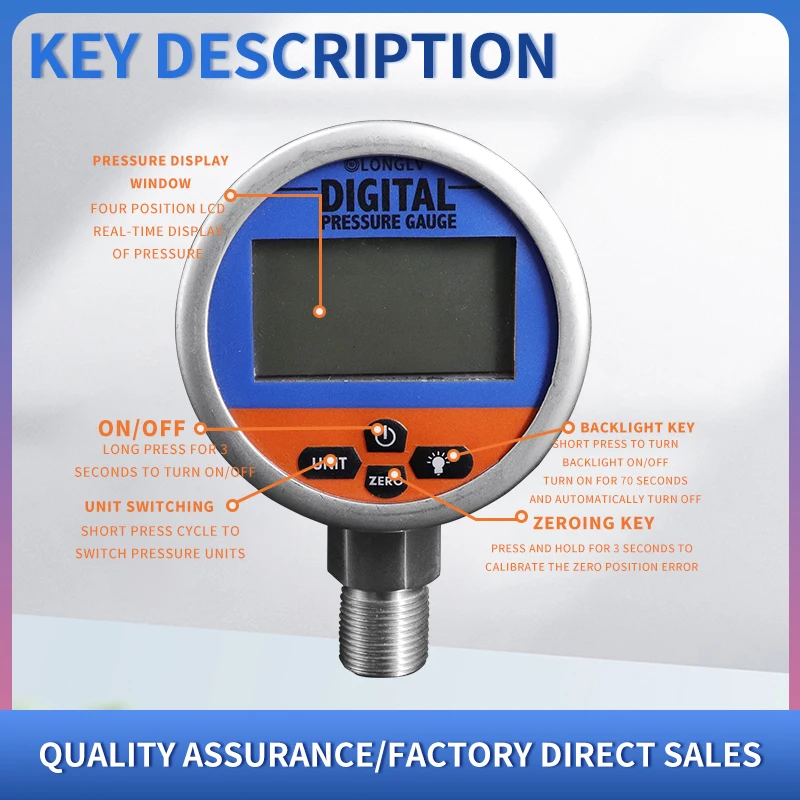 LONGLV YL-808 مقياس الضغط الرقمي الذكي ماكينة هيدروليكية ضغط الزيت ضغط المياه