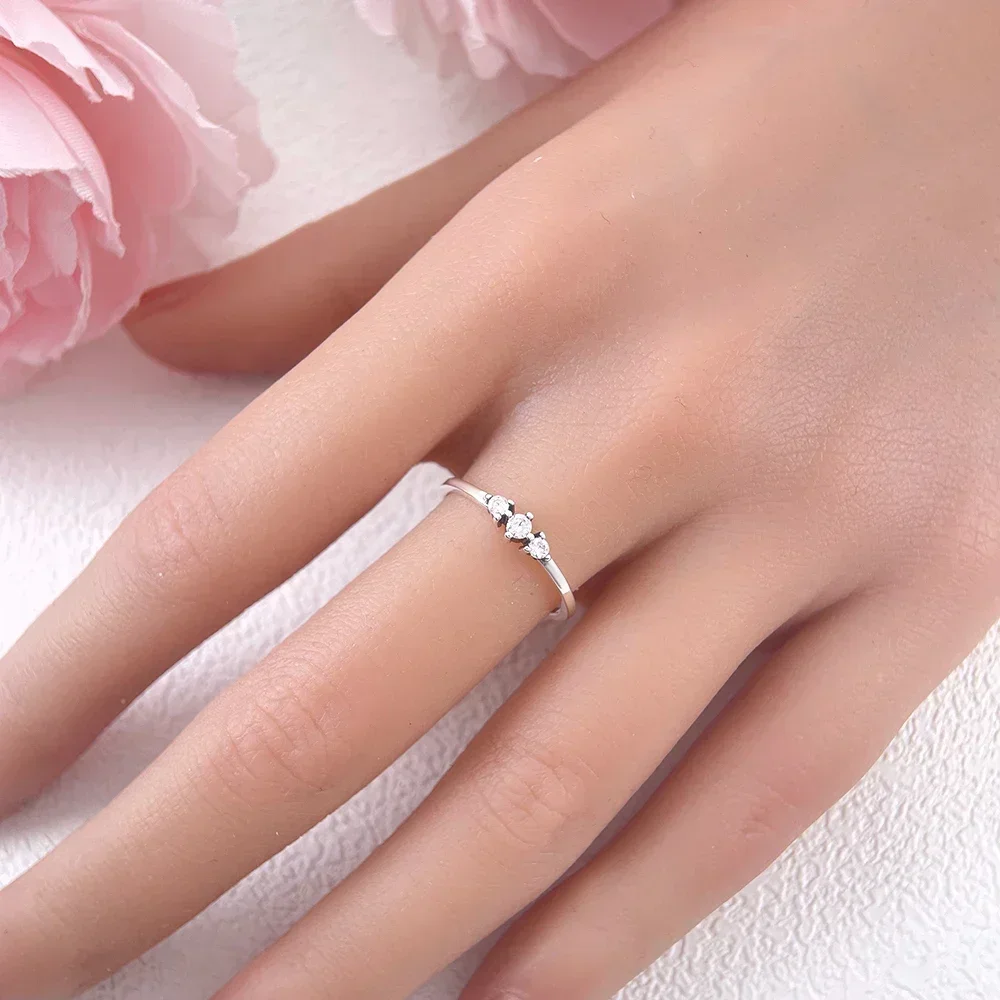 Original 925 Sterling Silver Polished Wave Double Band With Pearl Elegance Ring For Women Gift Fashion Jewelry