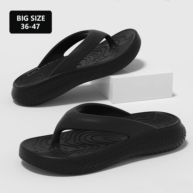 Big Size Men's Flip Flops Summer Sports Outdoor Flat Slides Casual Beach Sandals For Women Men Non-slip Indoor Couple Home Shoes