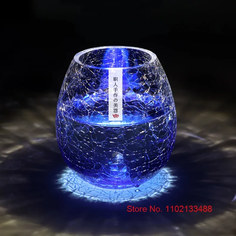 360ml Ice Cracked Whiskey Tasting Cup Vast Ocean Crystal Wine Glasses Imitated Crack Whisky Tumbler Beer Mug Vodka Liquor Teacup
