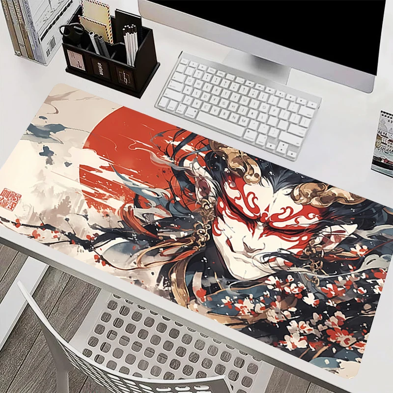 Anime Mouse Pads Gamer Notebook Keyboard Desk Mat Carpet Rubber Gaming Accessories Devil Oni Mask Mousepads Popular Desk Decor
