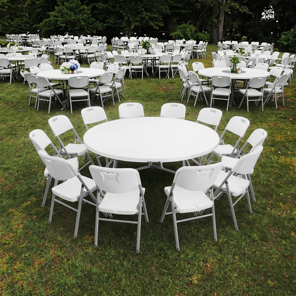 6ft Event Plastic Round Folding Outdoor Banquet Camping Folding Table  Luxury for Events