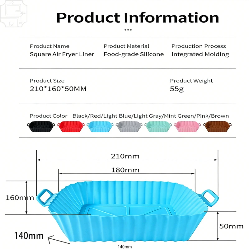 1pc Reusable Silicone Air Fryer Liner—Foldable, Non-stick Baking Mat—Heat Resistant, Kitchen Cooking Accessory