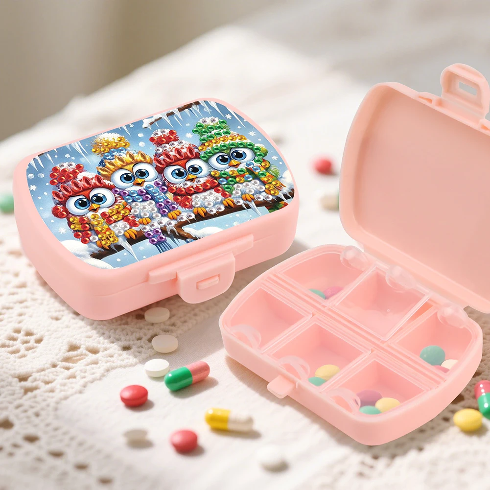 

2Pcs 5D DIY Animal Theme Diamond Painting Medicine Box Rhinestone Case (Panda)