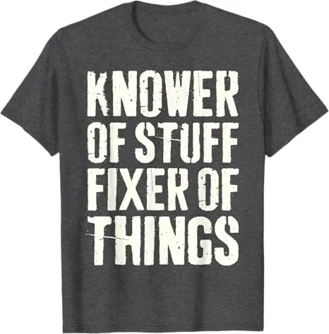Wissenwelt-Kenner, Reparatur-Meister, Lustiges Vatertags-T-Shirt, Y2K Herrenkleidung, Buchstaben-Print Spruch-T-Shirt, Ehemann, Papa, Neuartiges Geschenk – Detail 5