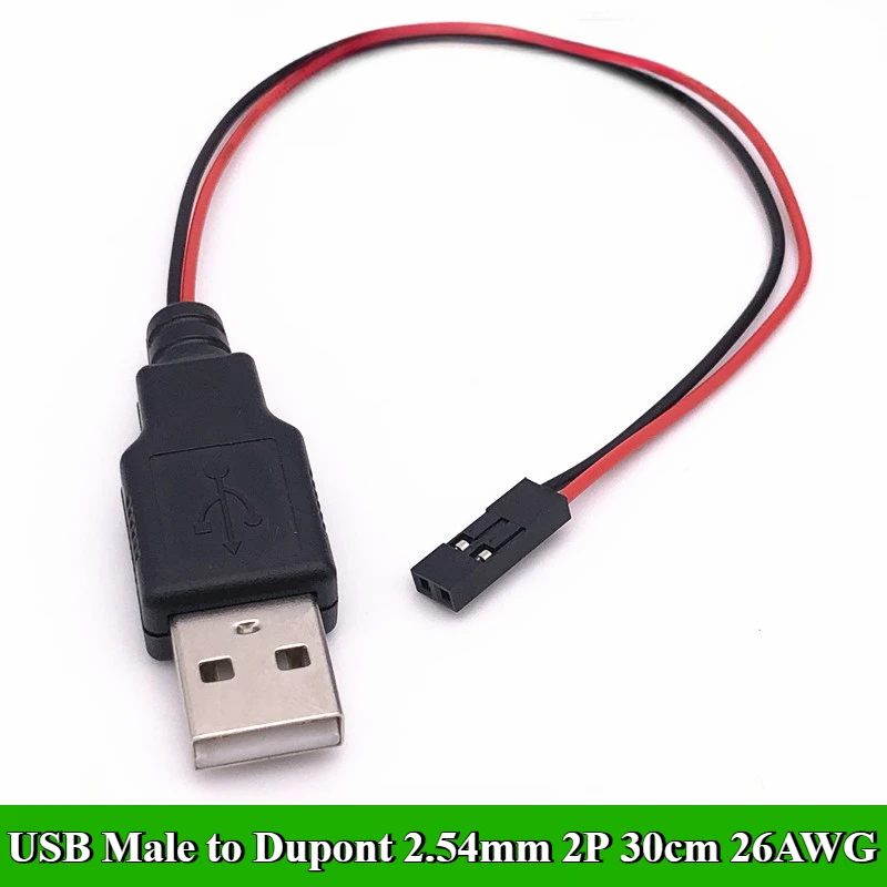 1/3/5/10/30/50 pçs/lote cabo carregador usb macho para dupont 2.54mm 1p/2p terminal fio 30cm 26awg para linha de extensão de controle do chassi