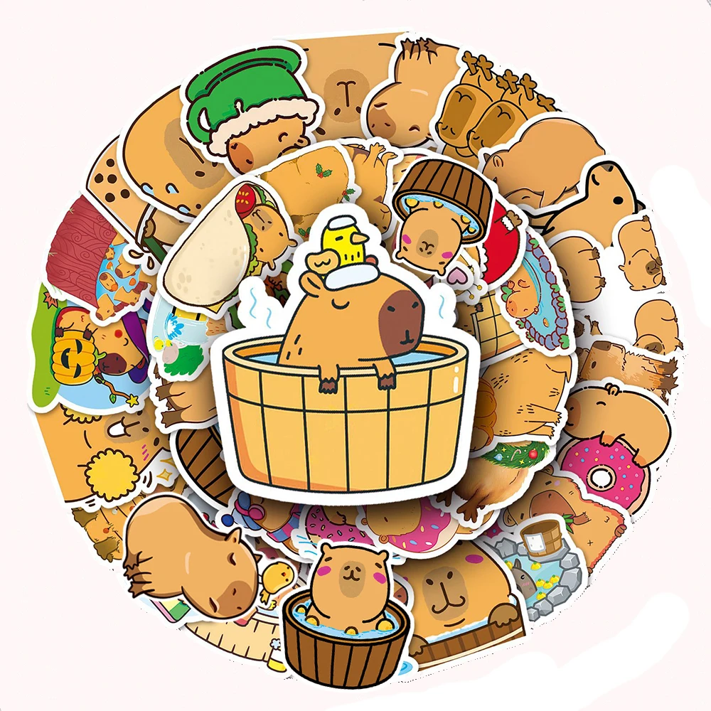 

10/30/50pcs Cute Capybara Cartoon Stickers Funny Creative Graffiti Decals Toy DIY Phone Luggage Laptop Sticker Decoration Gift