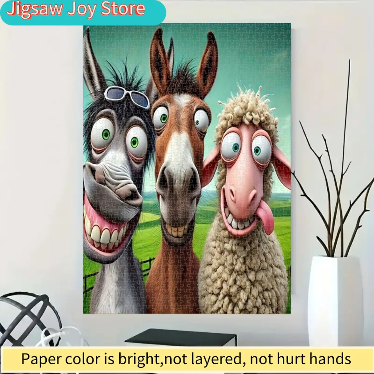 Rompecabezas de 1000 Piezas, Apto para Niños y Niñas, Piezas de Plástico Grueso y Duradero, Papel Plegable, Libro de Imágenes con Temática Animal, Desafiante