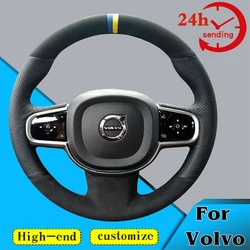 Custom Car Steering Wheel Braid Cover 100% Fit For Volvo S90 V90 XC90 2015-2019 XC60 S60 V60 2018 2019 Car Accessories Interior