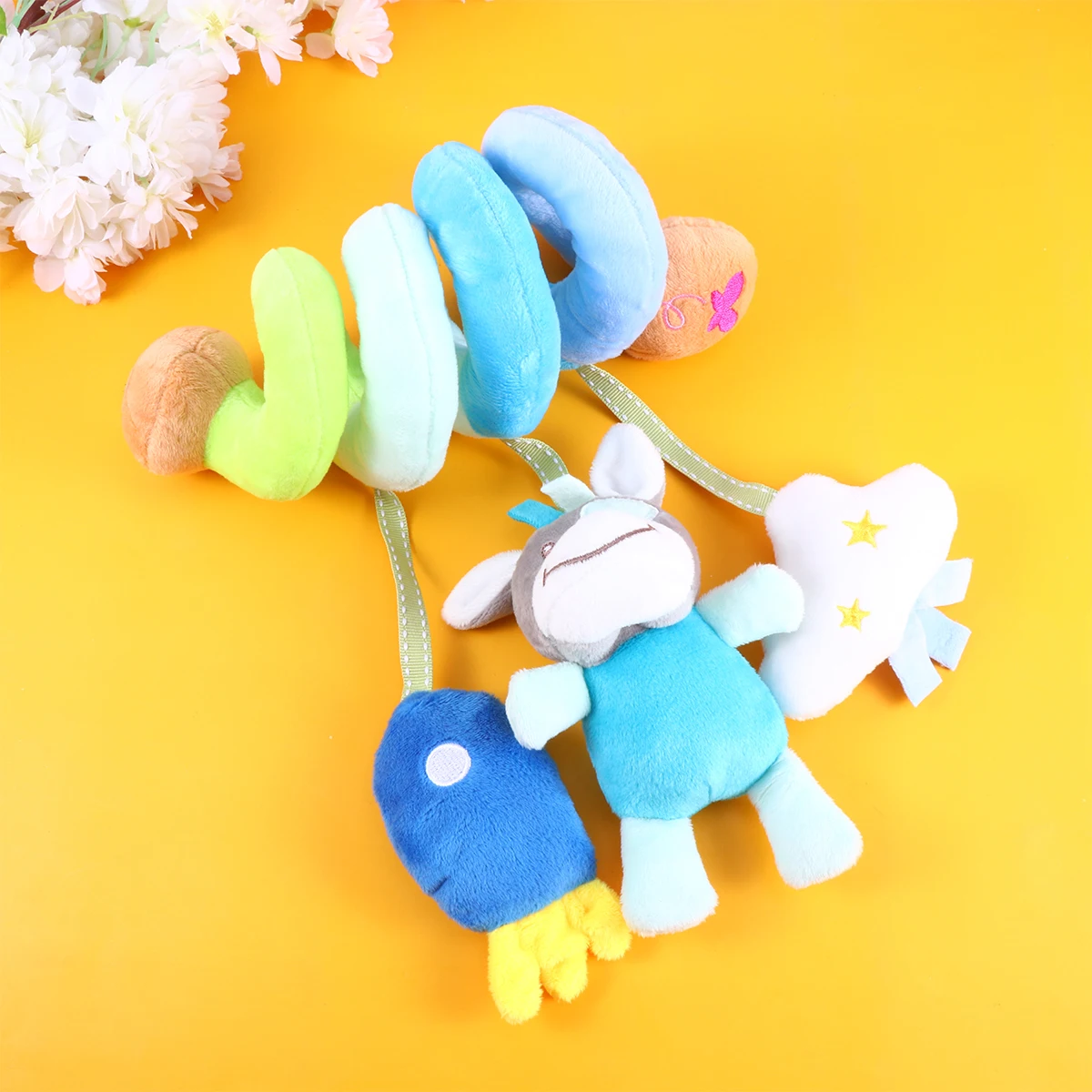 

Spiral Toy Soft Body Lightweight Crib Rail Stroller Car Seat Handle Baby Fun Exploration Spirits Colorful Design Ringing
