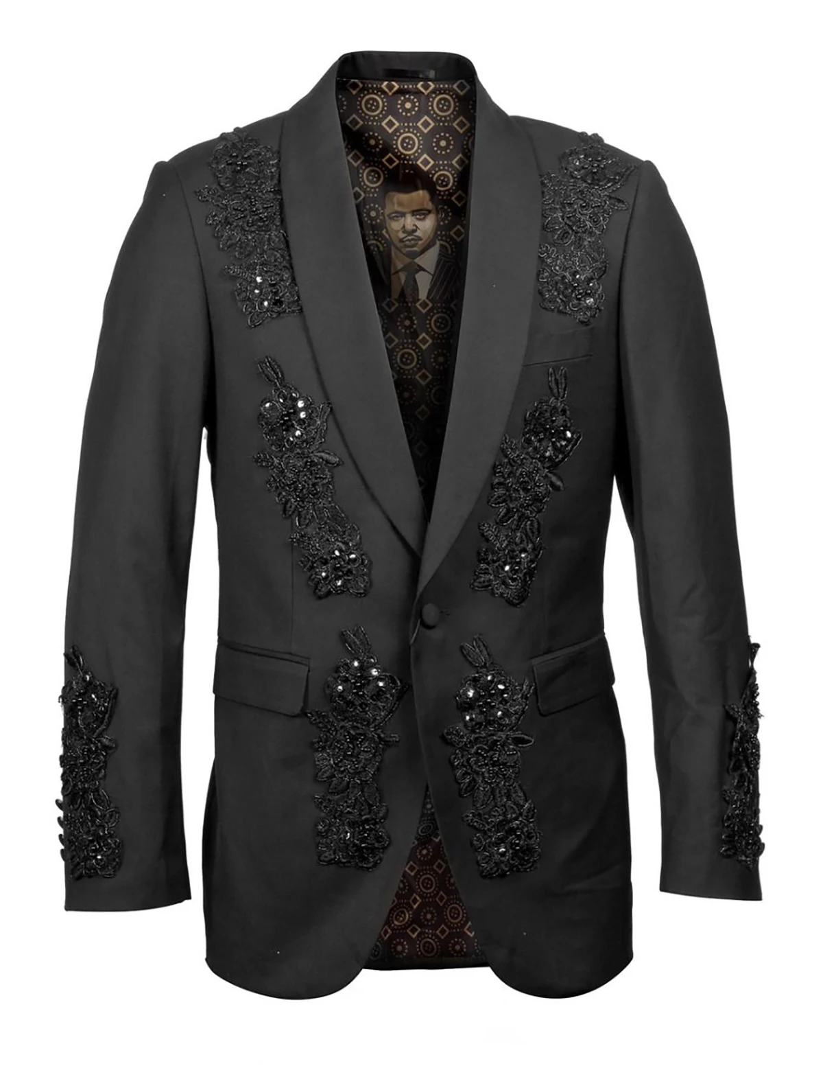 Luxury Men's Wedding Suits Blazer Appliques Tuxedos Slim Fit Groom Wear Prom Party Jacket Custom Made Only Coat