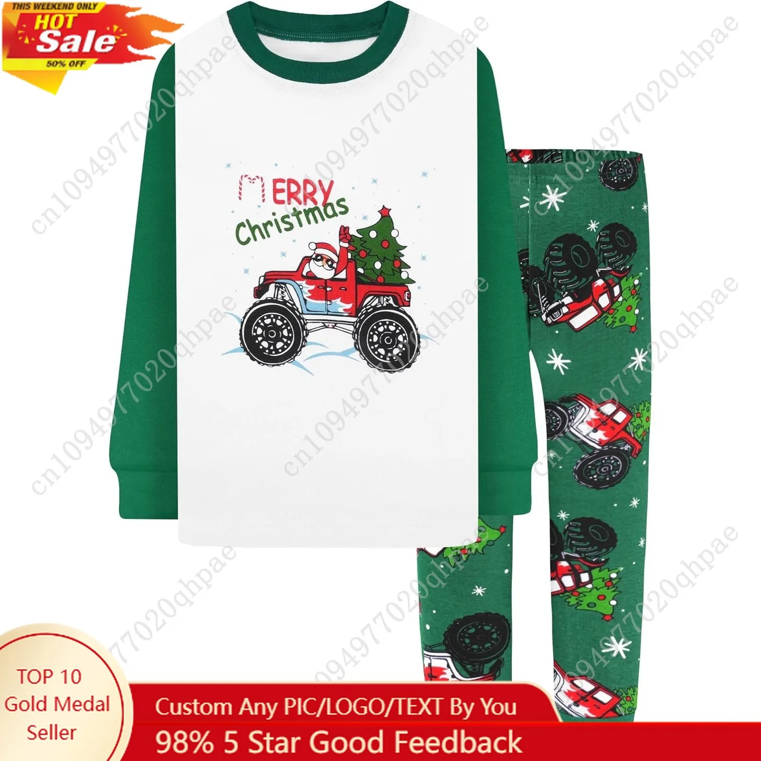 

DAUGHTER QUEEN Boys & Girls 100% Cotton Holiday Pajamas, Halloween Christmas Sleepwear 18M-12Y