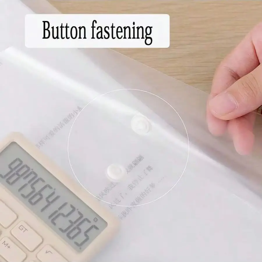 A4 Transparent Plastic File Envelopes Snap Closure PP Material Office Document Organizer Bags for Storage And Sorting