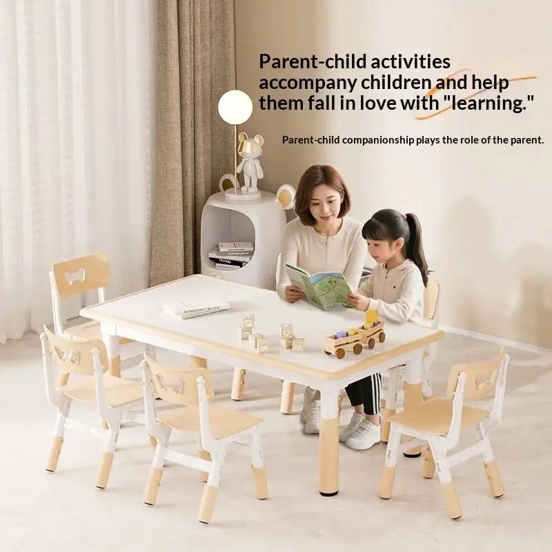 Study Children Desk Kids Adjustable Height Wooden Study Desk Montessori Art Activity Table Classroom Home Kids Table Chair Set