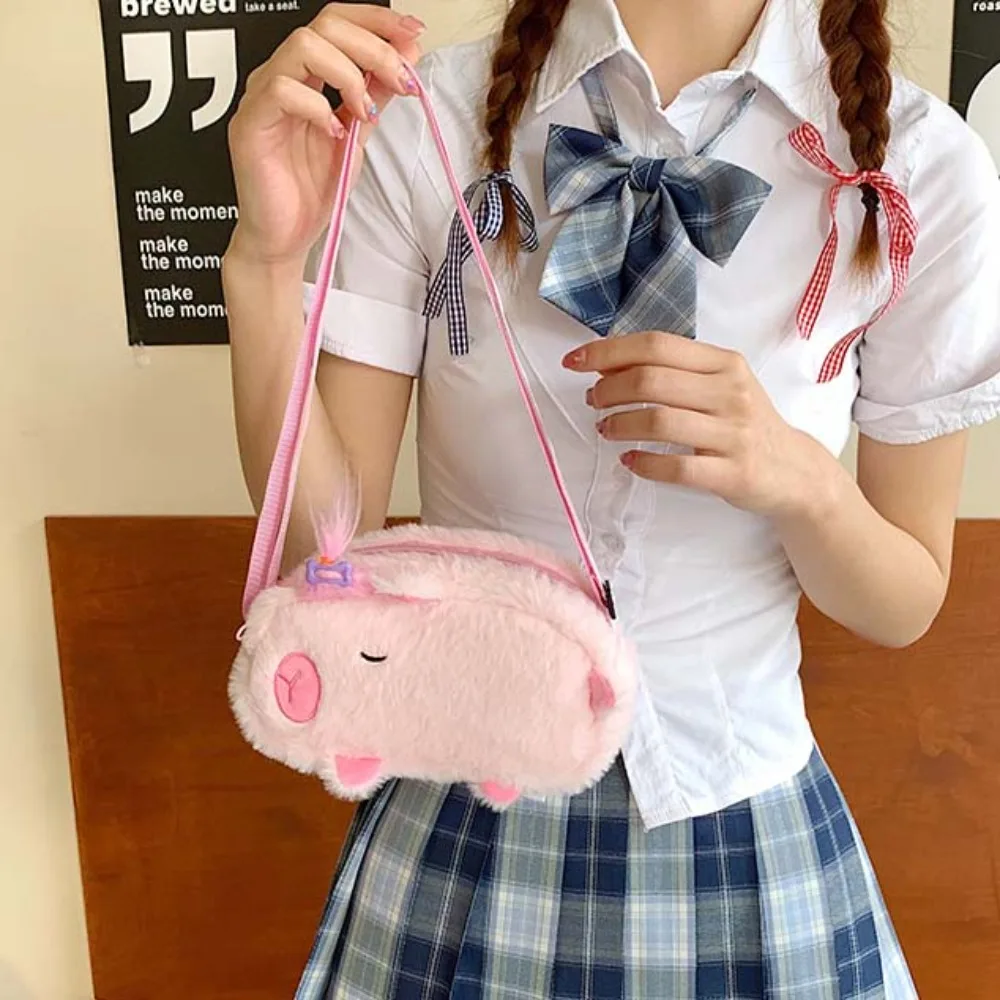 

White Cute Capybara Bag Large Capacity Soft Cartoon Shoulder Pouch Hairpin Lightweight Creative Crossbody Bag Students