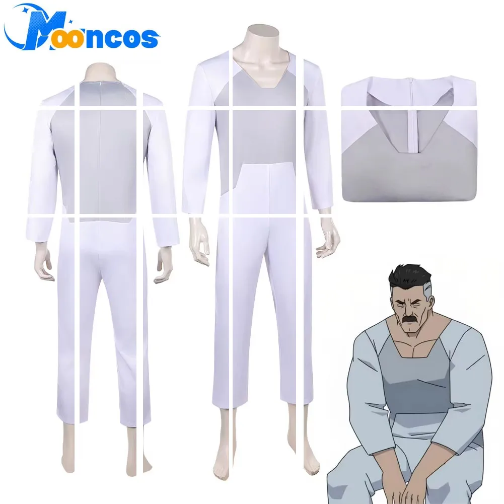 Thragg Cosplay Costume Men Fantasy White Jumpsuit Anime Invincible Disguise Bodysuit for Male Halloween Carnival Party Suit 2026