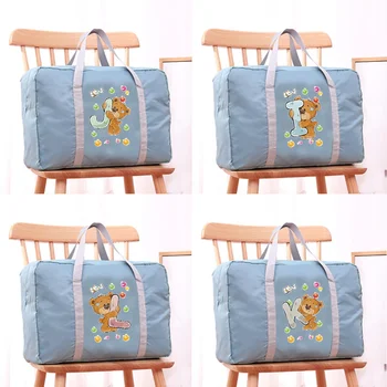 Large Capacity Travel Bag Unisex Organizers Foldable Luggage Handbags  Clothes Storage Duffle Carry on Bags Bear letter Series