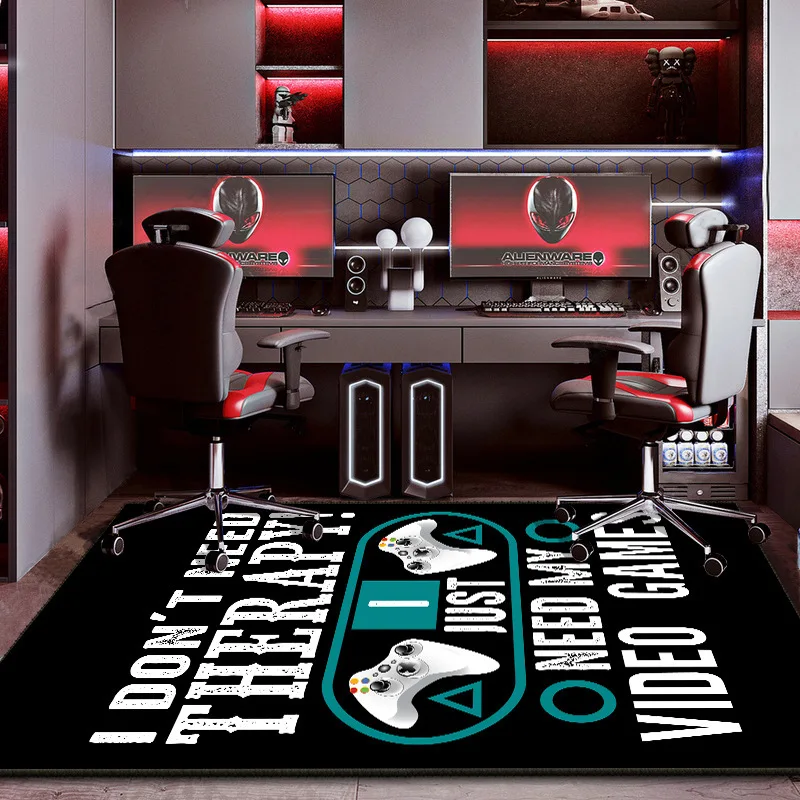 Cool Gaming Mode Activated Area Rug Do Not Disturb Gamepad Carpet For Boys Bedroom Gamer Gaming Room Decor Non-Slip Floor Mat