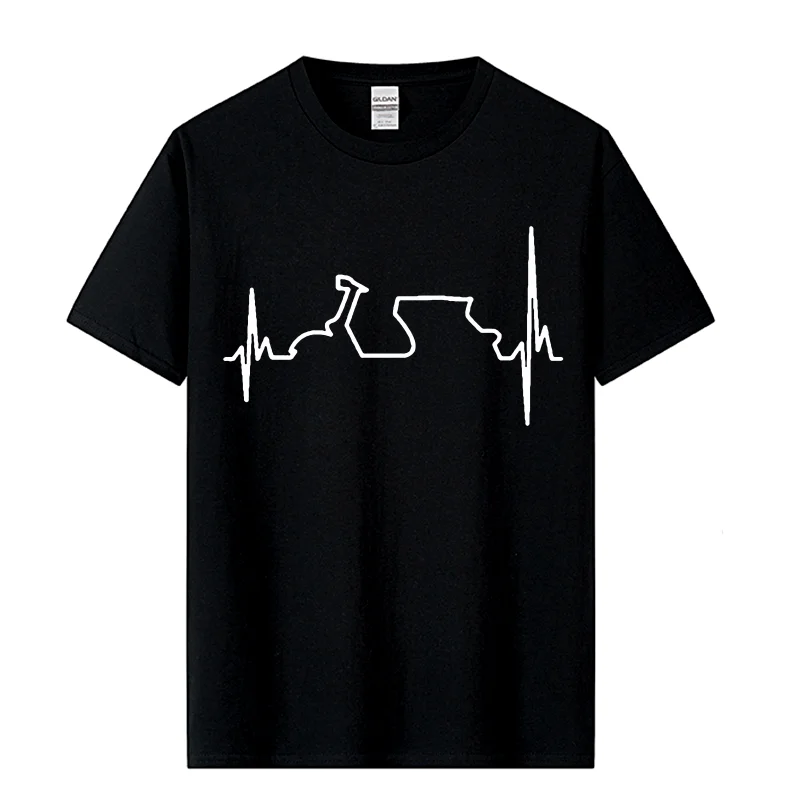 Cotton T Shirt Funny Vespa Heartbeat T-shirts Men Harajuku Shirt Hip Hop Tees Tops Harajuku Streetwear Fitness