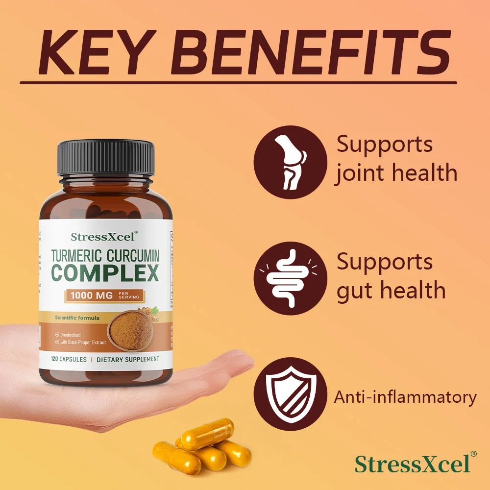 Turmeric Curcumin Capsules with Black Pepper, 95% Standardized Curcuminoids, Support Joint&Digestion Health, Antioxidant