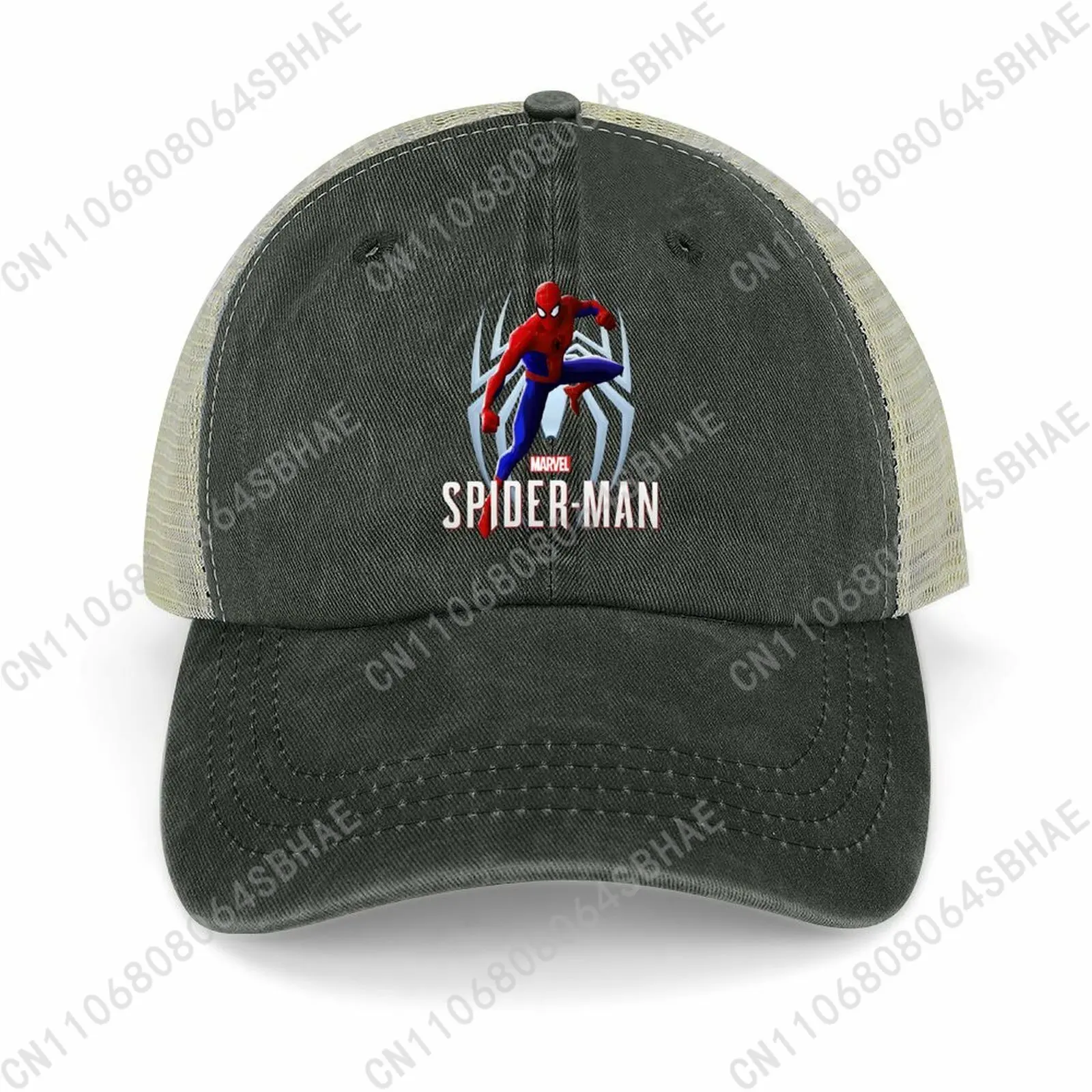 

Marvel Spider Man Mesh Cowboy Hat Hollow Ventilated Summer Cap Men Women Outdoor Sun Hat Adjustable Strap Custom Cosplay