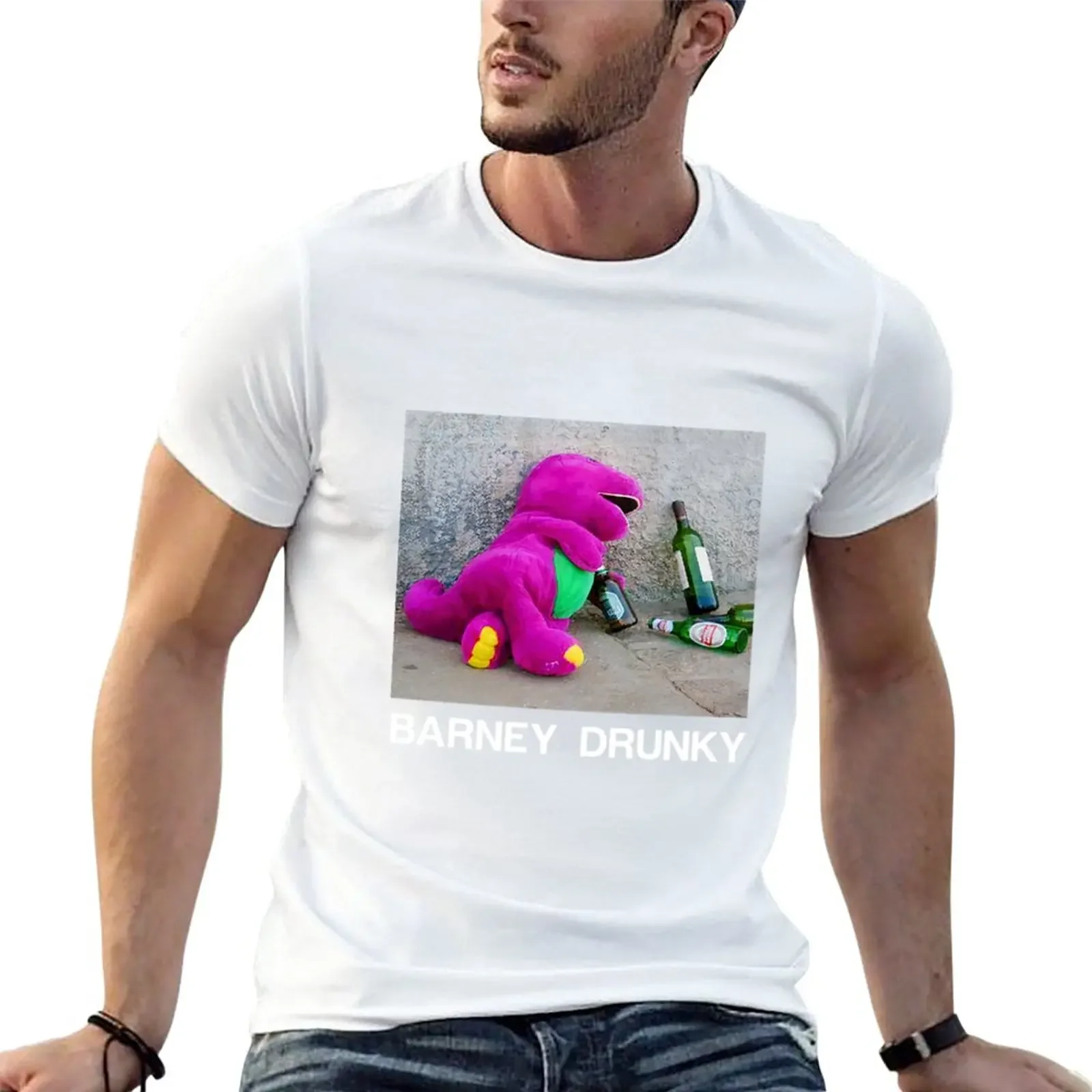 New Barney Drunky T-Shirt Anime t-shirt t-shirts man heavy weight t shirts for men